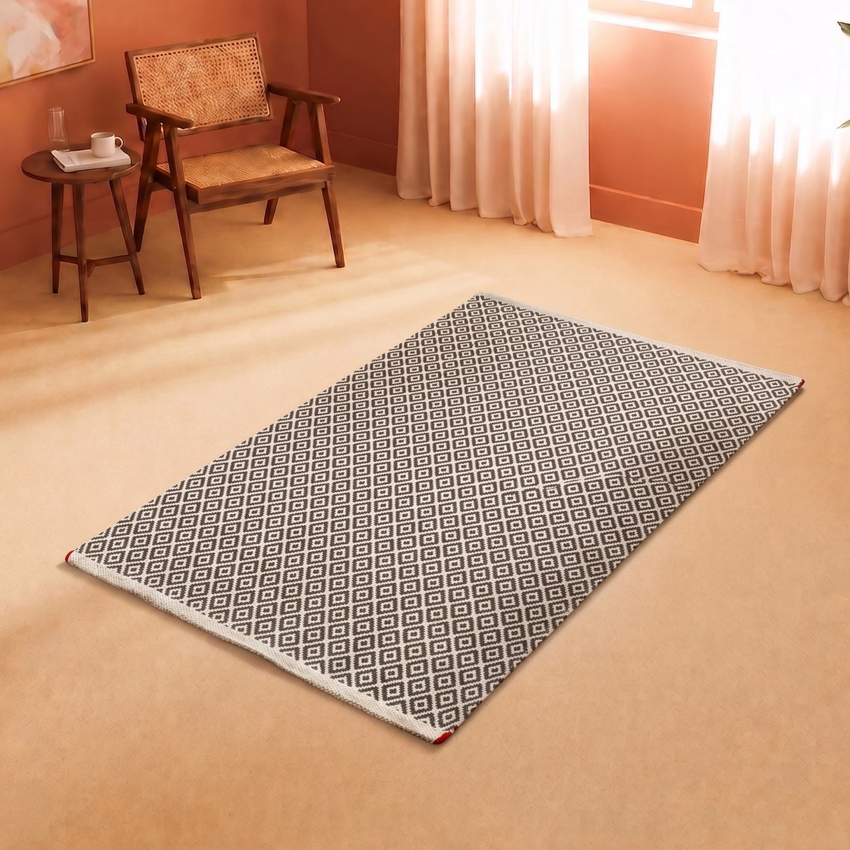 Tessitura Confetti - Diamond Cotton Rug (Grey & White)