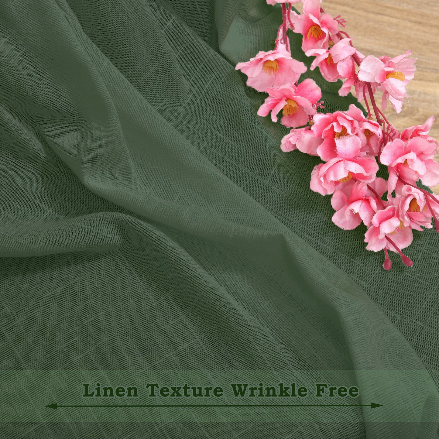 Fort Absolute - Back Tab Sheer Curtain (Dark Green)