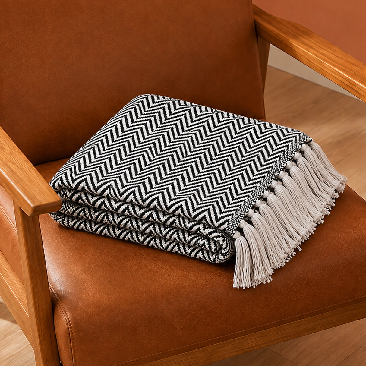 Tessitura Black Chevron - Throw