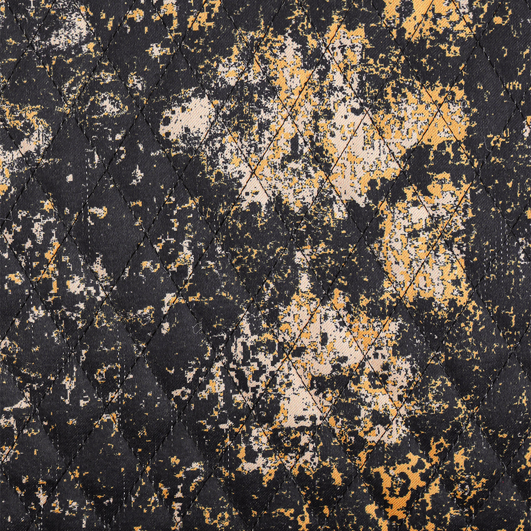 Abstract Pattern Quilted Cushion Cover (Black & Mustard)