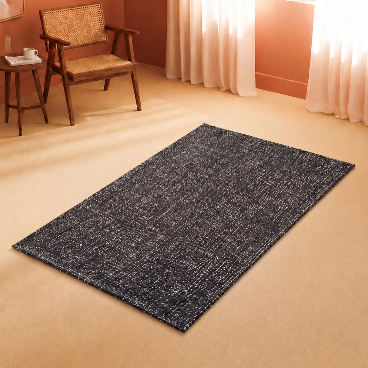 Tessitura Chromatic - Herringbone Cotton Rug (Black)