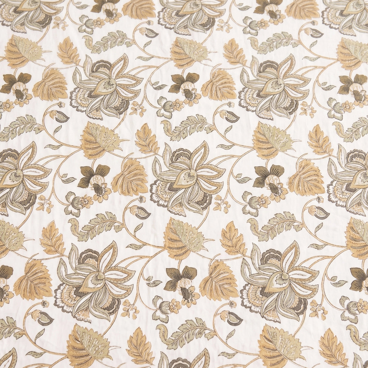 Imprimer Symphony - Floral Printed Dohar (White & Dark Camel)