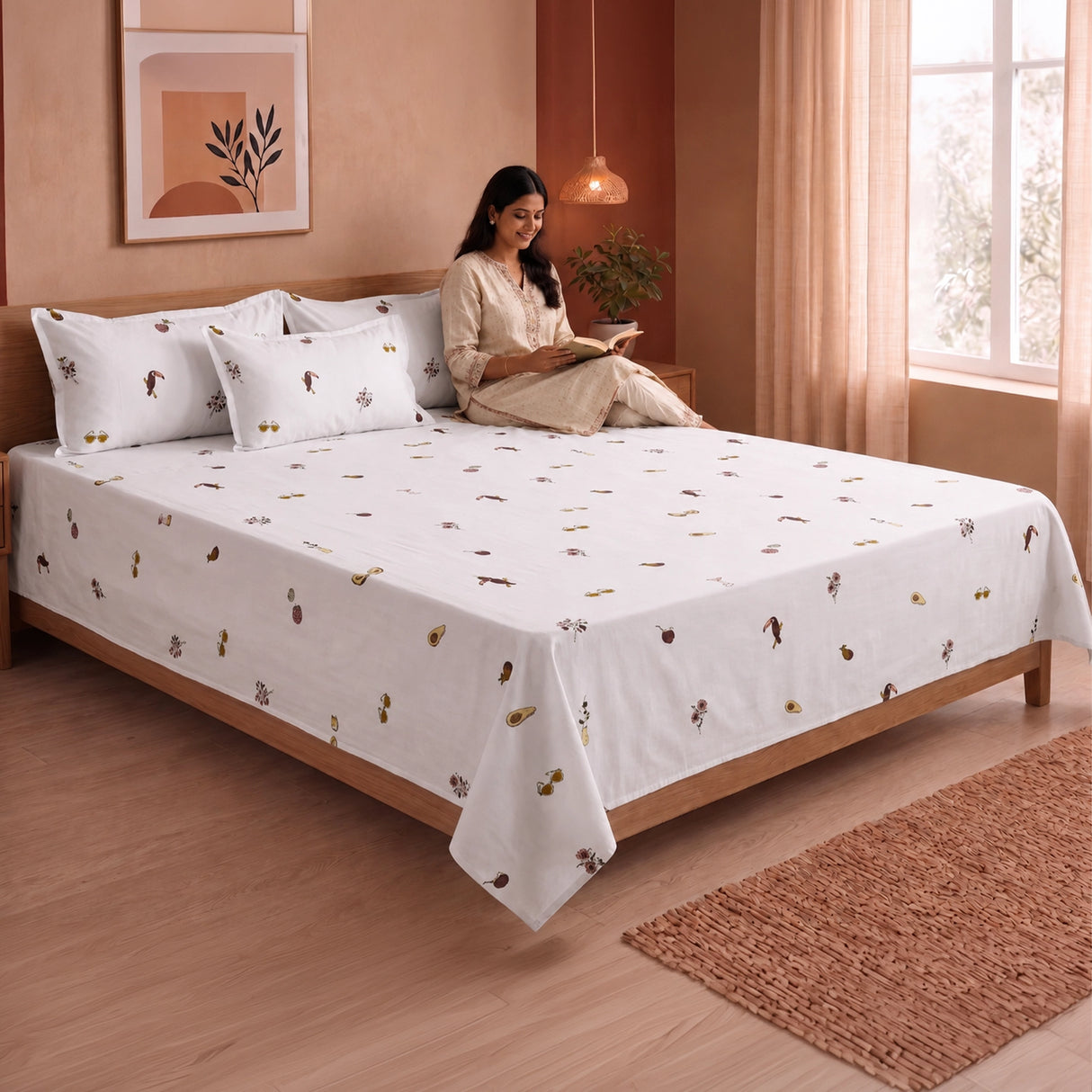 Imprimer Medley - Cartoon Printed Bedsheet (Multicolor)
