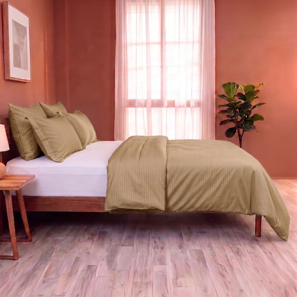 Breton Mellow - Satin Striped Duvet Cover (Taupe)