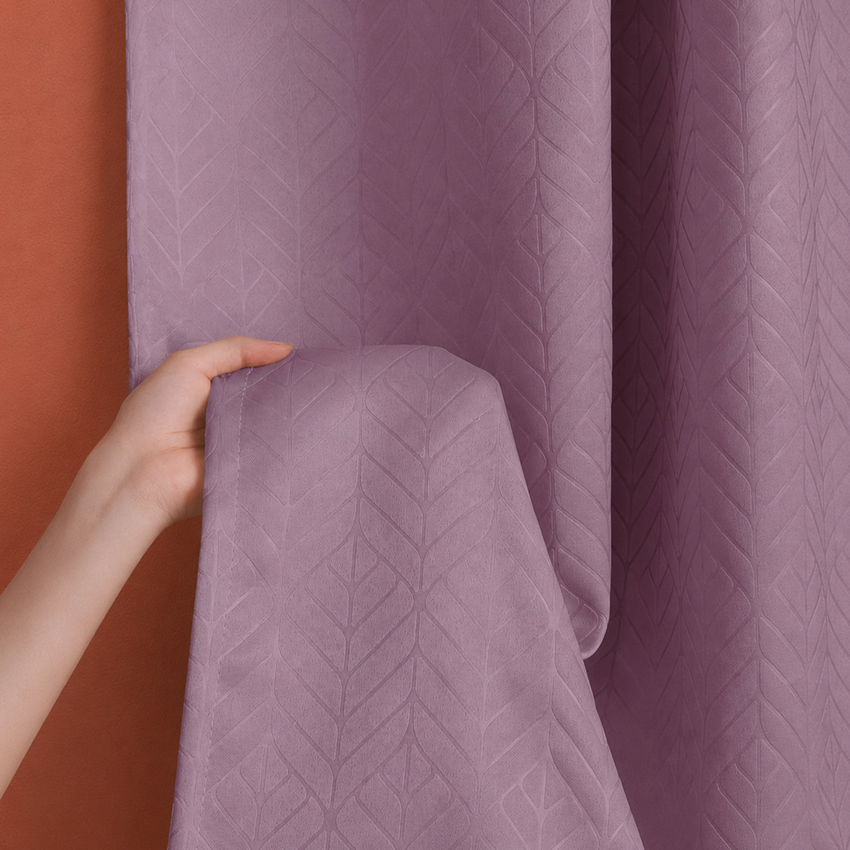Fort Essential Embossed - Eyelet Black Backing Blackout Curtain (Lilac)