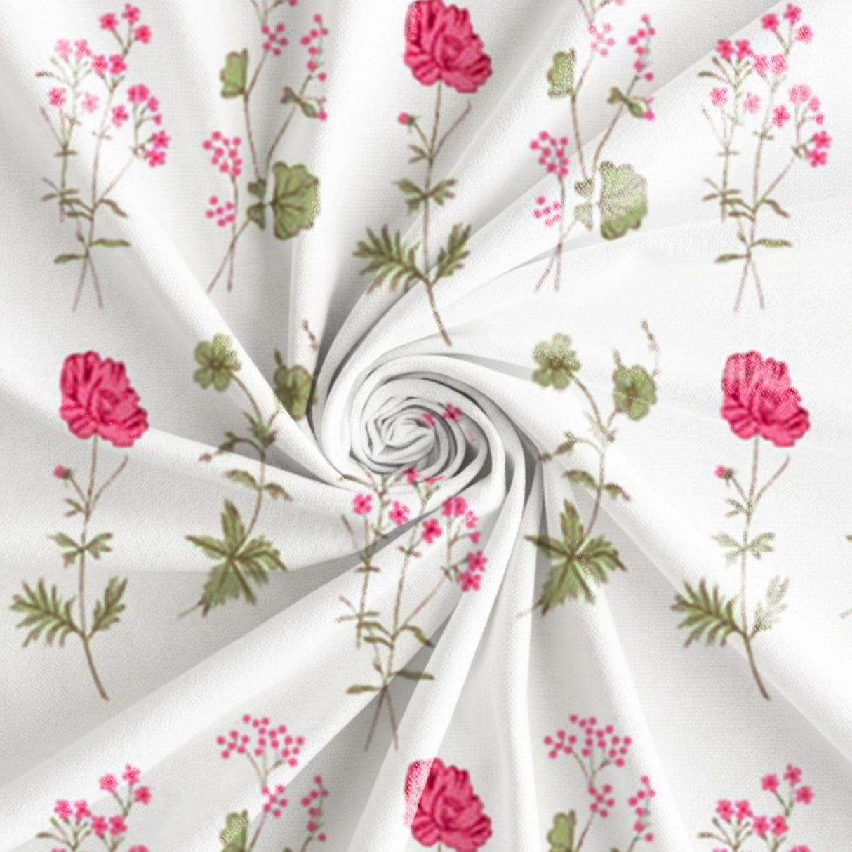 Pink Floral Printed Eyelet Duck Curtain