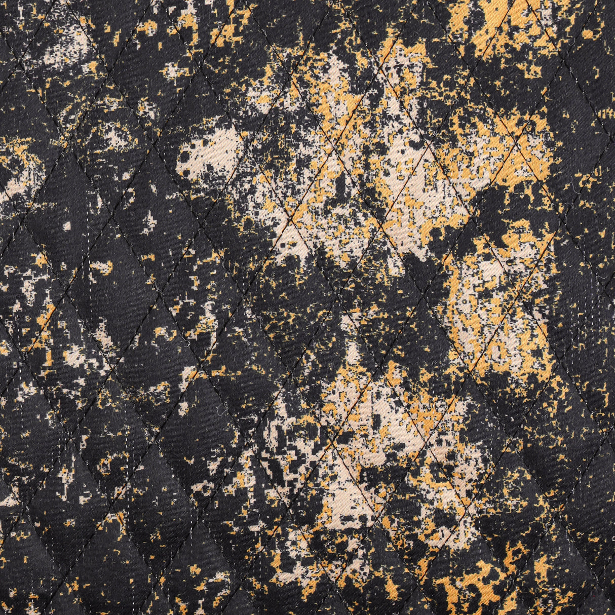 Abstract Pattern Quilted Cushion Cover (Black & Mustard)