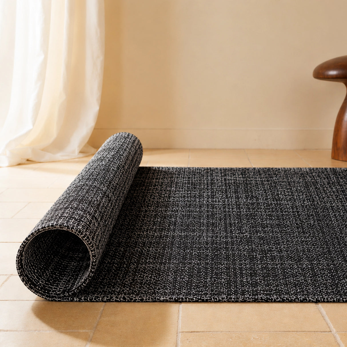 Tessitura Chromatic - Herringbone Cotton Rug (Black)