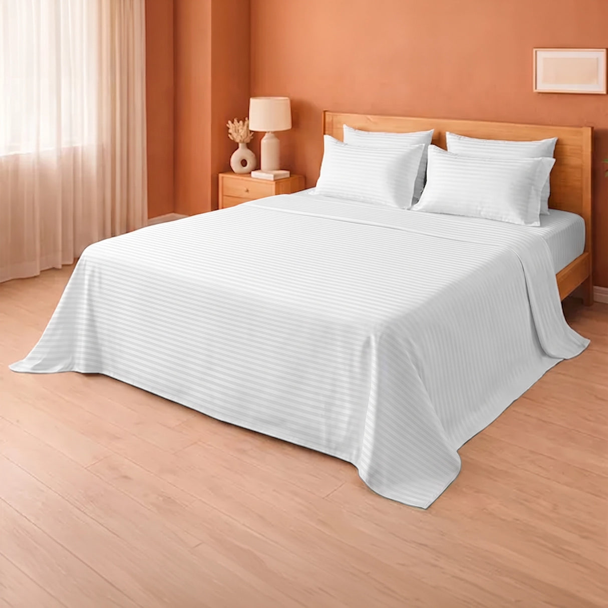 Breton Doze - Satin Stripe Reversible Dohar Blanket (White)