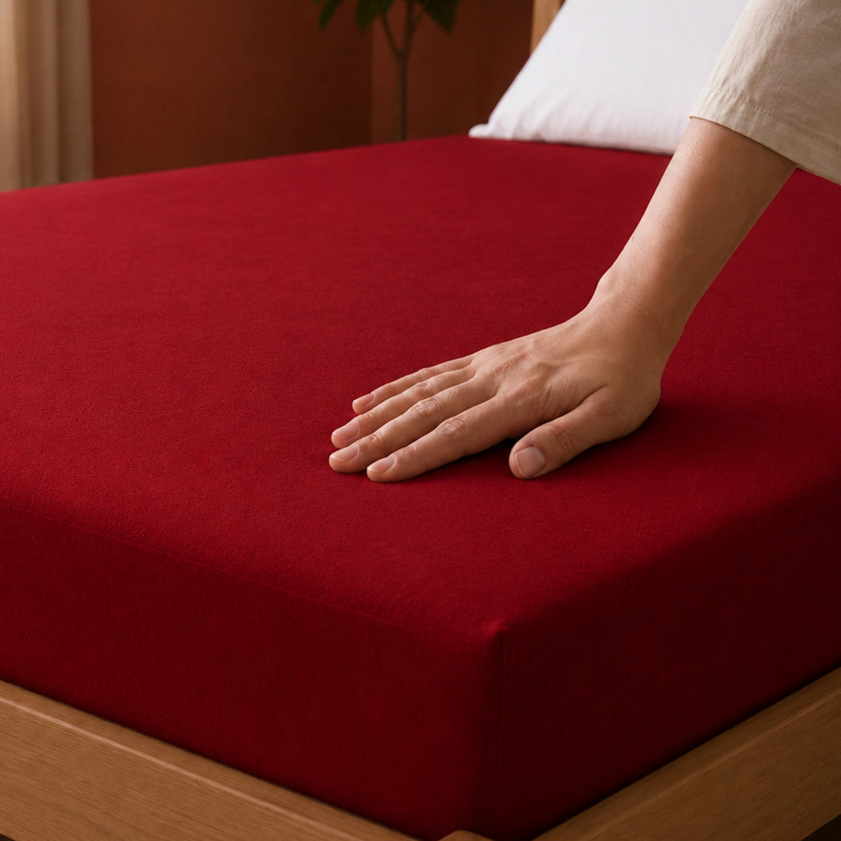 Fort - Terry Solid Mattress Protector (Maroon)