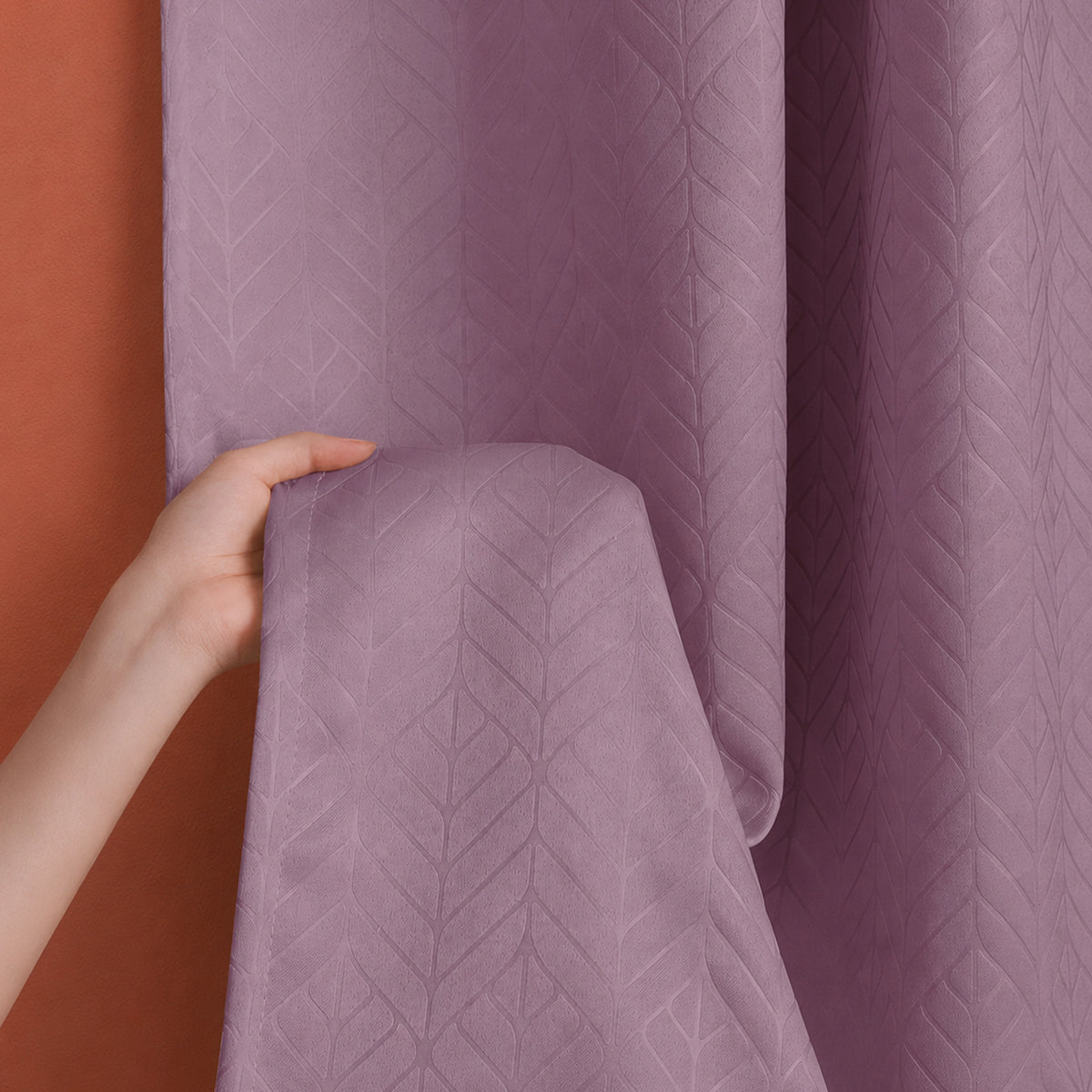 Fort Essential Embossed - Rod Pocket Black Backing Blackout Curtain (Lilac)