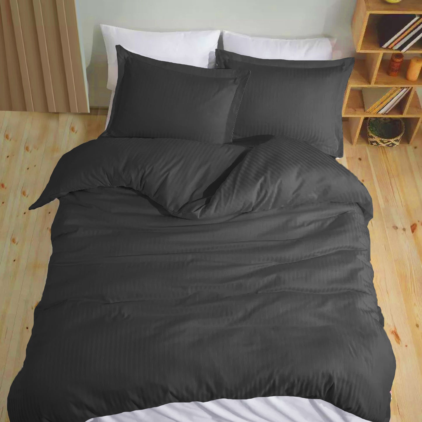 Breton Mellow - Satin Striped Duvet Cover (Grey)