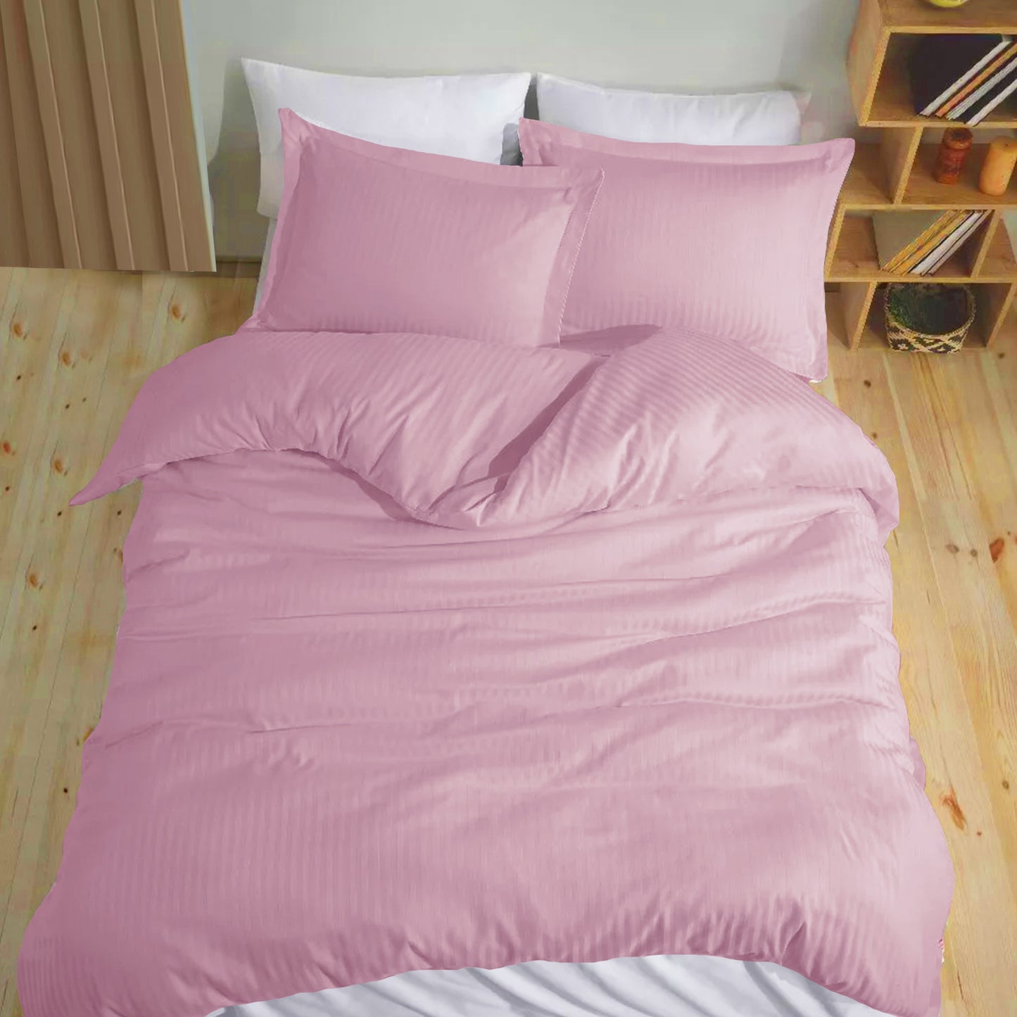 Breton Mellow - Satin Striped Duvet Cover (Pink)