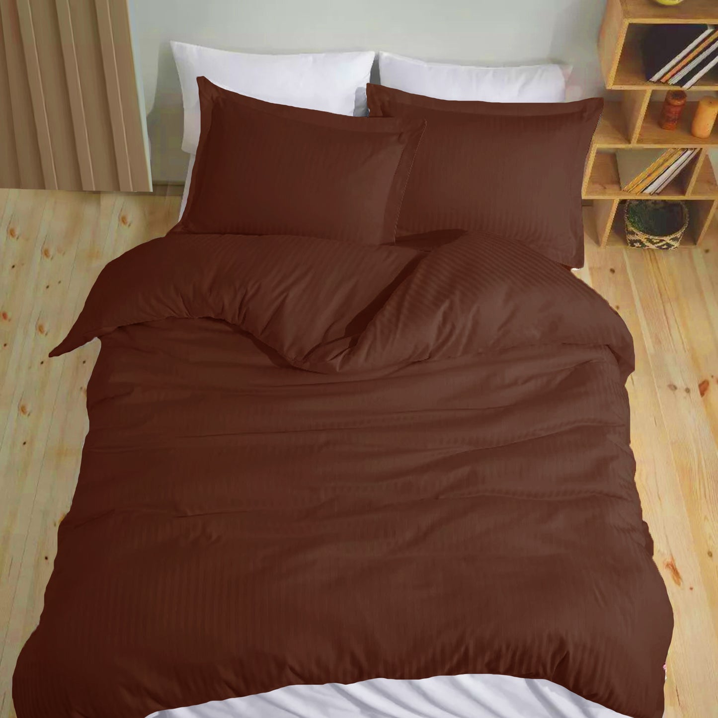 Breton Mellow - Satin Striped Duvet Cover (Brown)