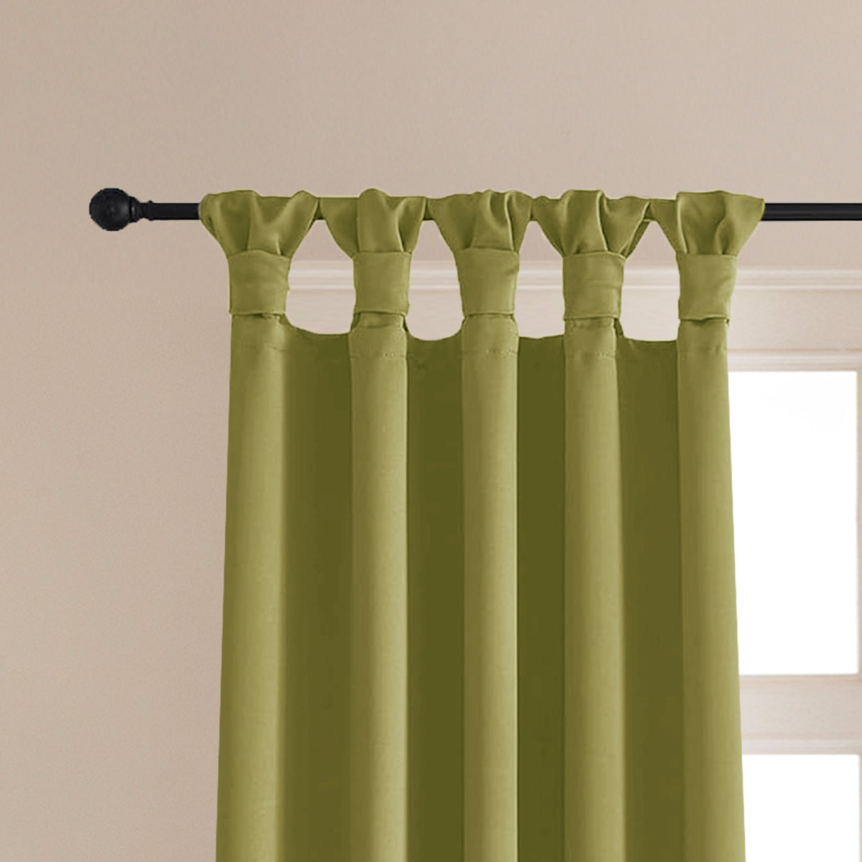 Fort Essential - Rod pocket Solid Blackout Curtain (Avocado Green)