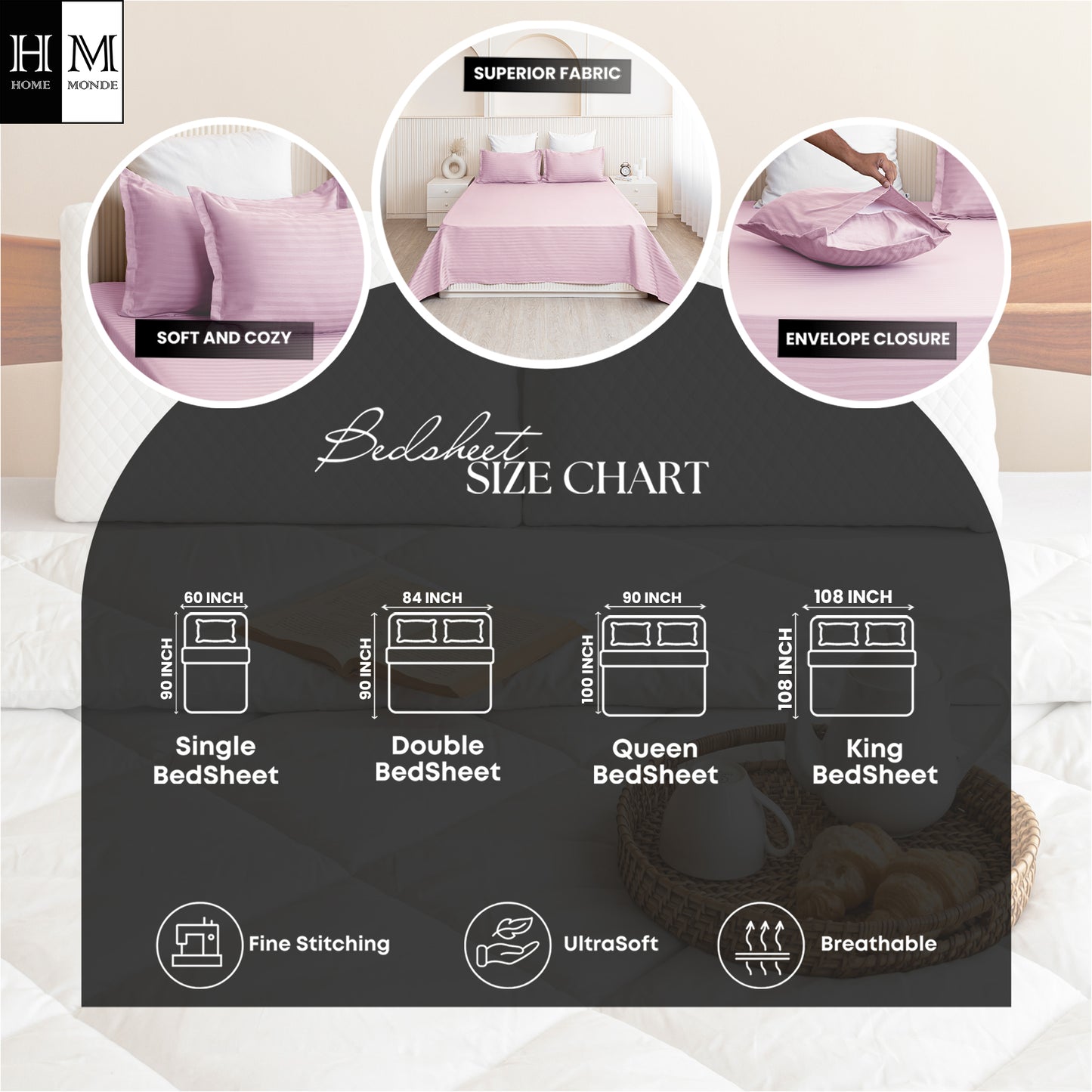 Breton Nap - Satin Stripe Bedsheet (Taupe)