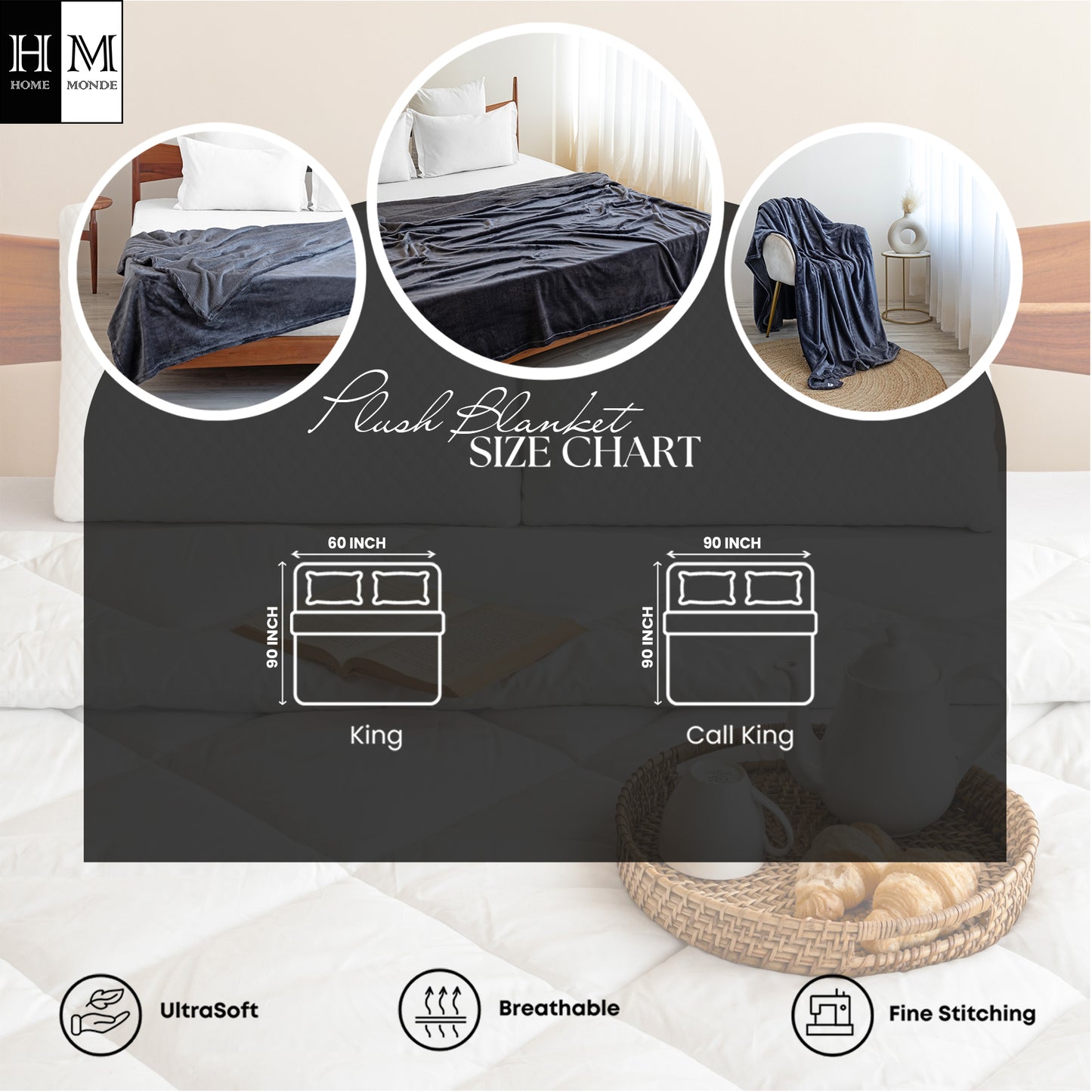 Fort Mellow - Solid Plush Blanket (Frost Blue)