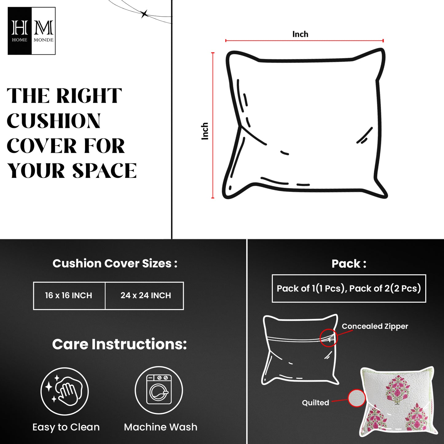 Ombre Tulip - Hand Block Print Quilted Cushion Cover (Green)