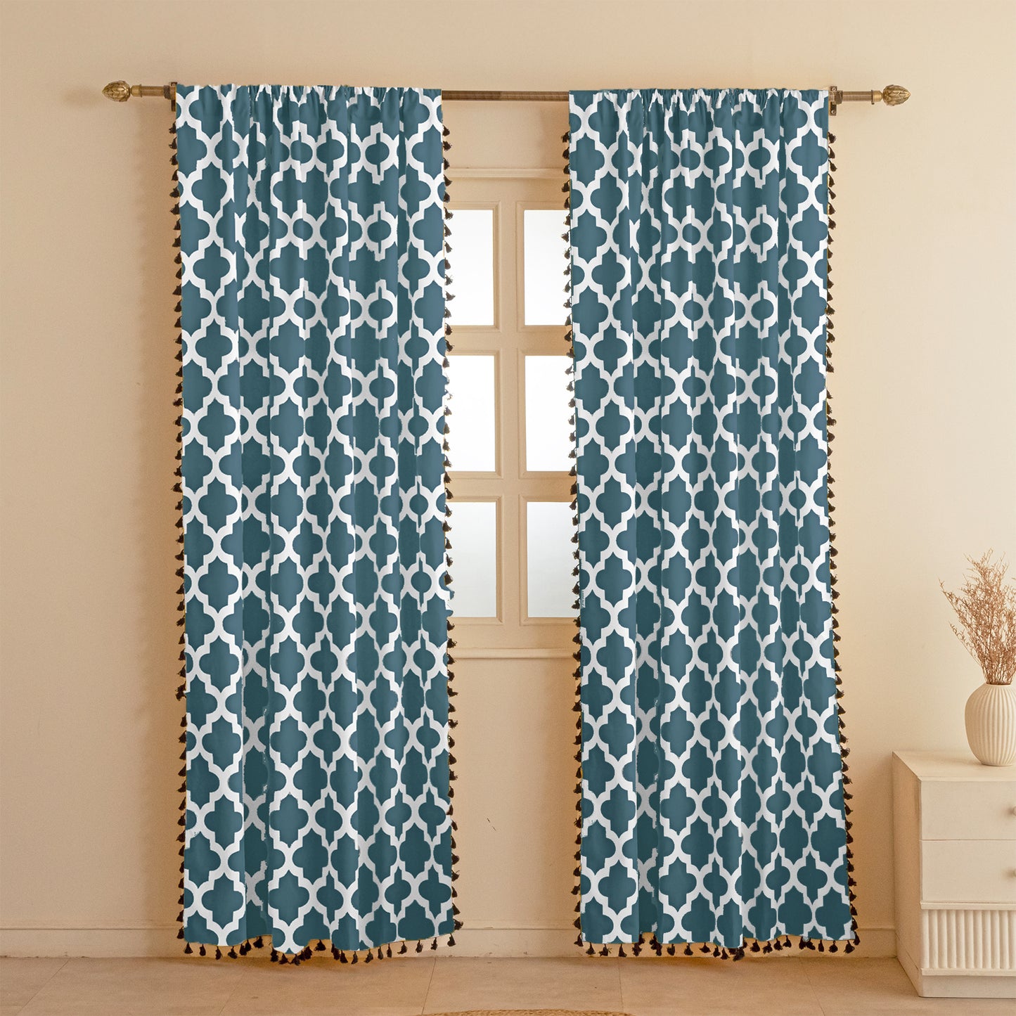 Imprimer Handpicked Soleil - Rod Pocket Printed Semi Blackout Curtain (Blue)