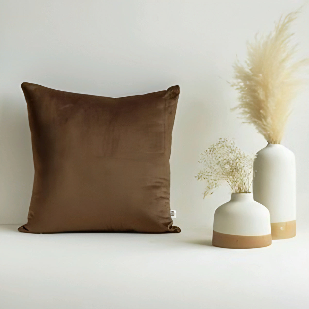 Solid Velvet Cushion Cover (Brown)