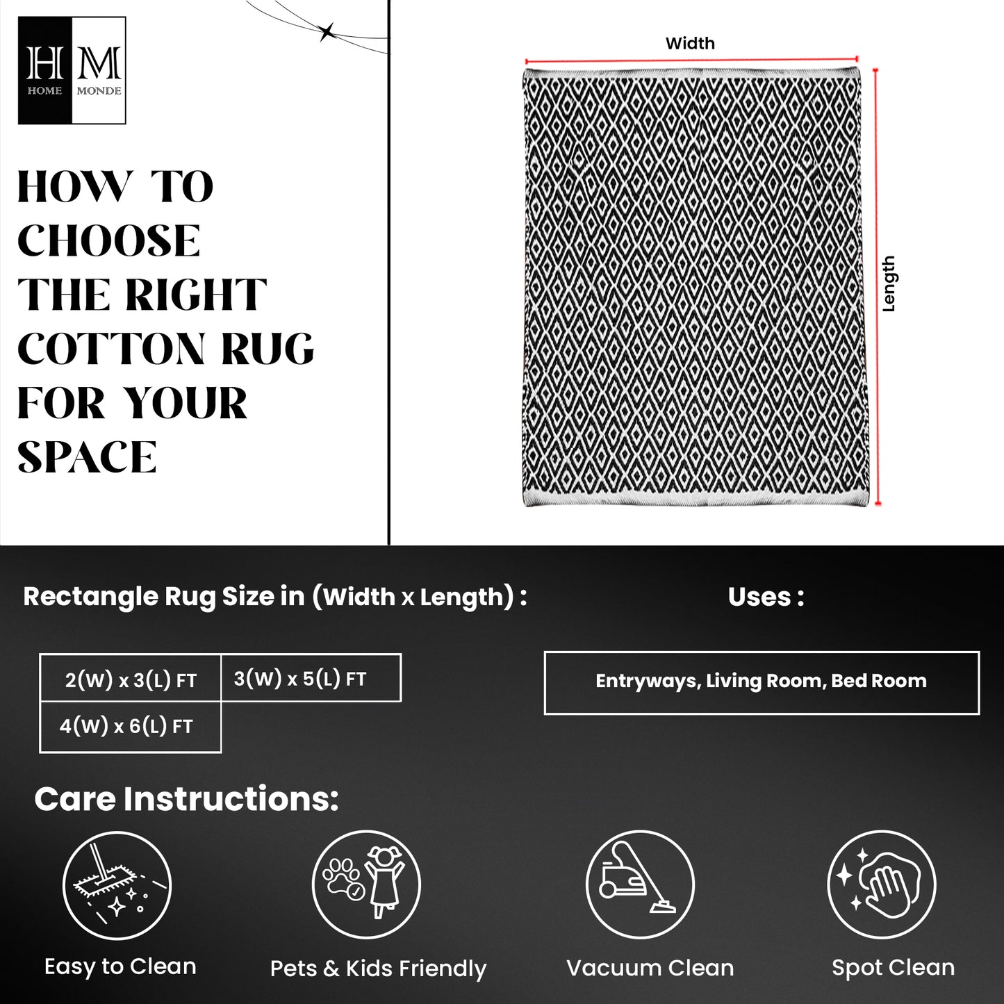 Tessitura Confetti - Diamond Cotton Rug (Grey & White)