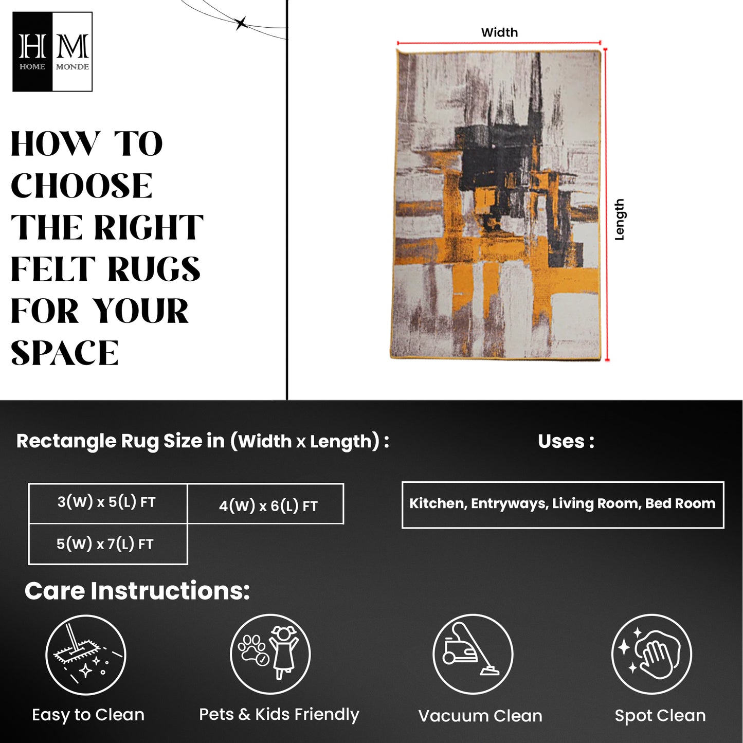 Imprimer Scribble - Digital Printed Felt Rug (Multicolor)