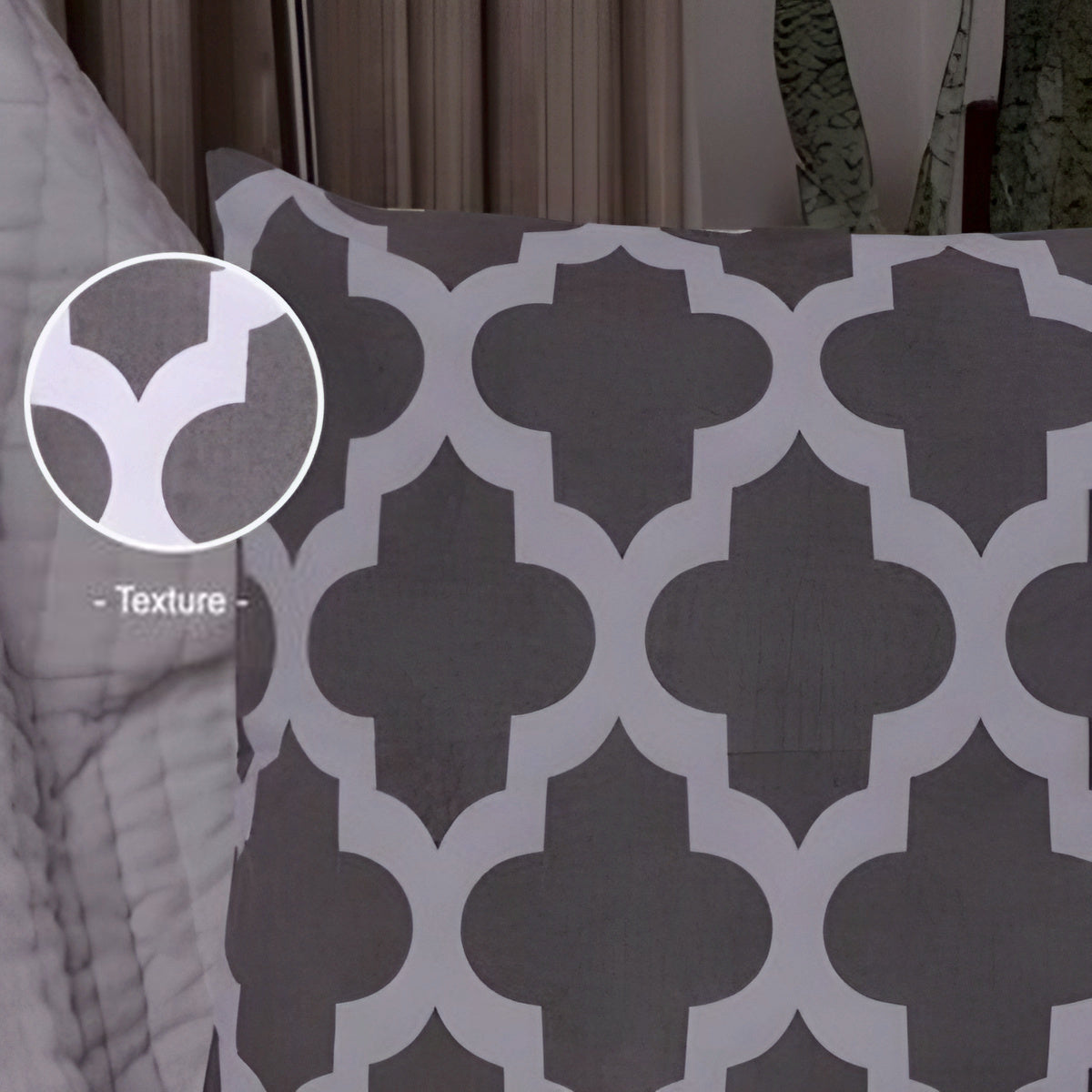 Imprimer Quatrefoil - Printed Lumber Cushion Cover (Grey)