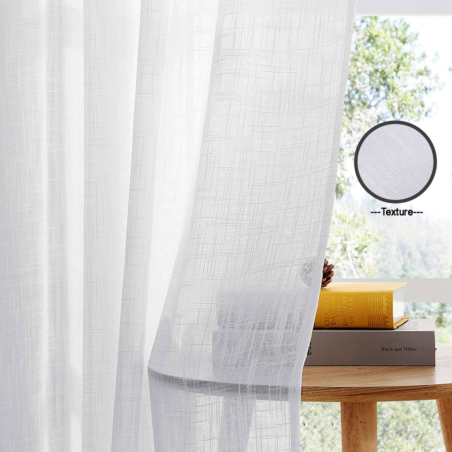 Fort Absolute - Back Tab Solid Sheer Curtain (White)