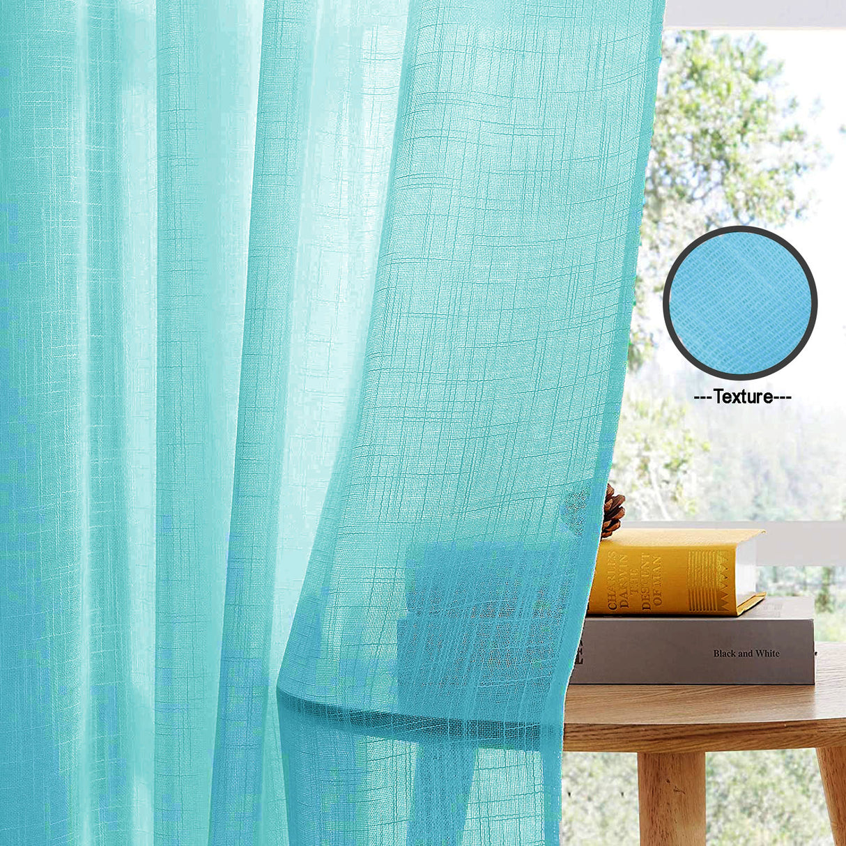 Fort Absolute - Back Tab Solid Sheer Curtain (Celeste)