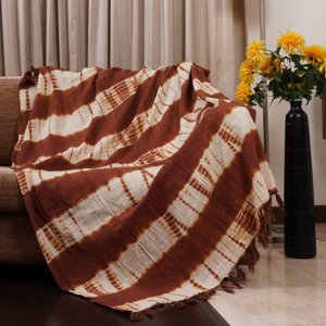 Cotton Throw Thick and Thin Thread Pattern (Rust)
