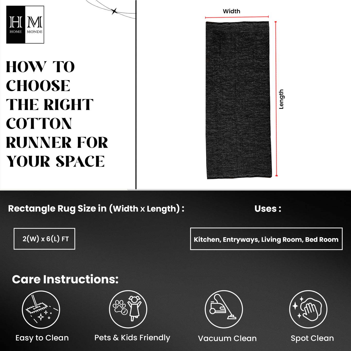 Tessitura Chromatic - Herringbone Cotton Rug (Black)