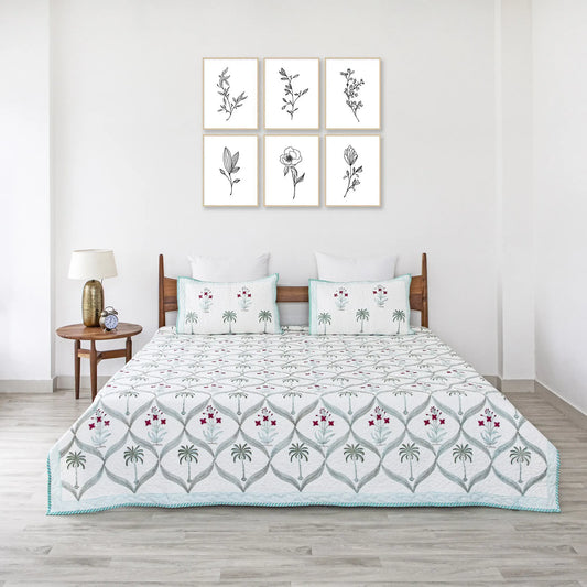 Ombre Tulip - Quilted BedcoverGreen