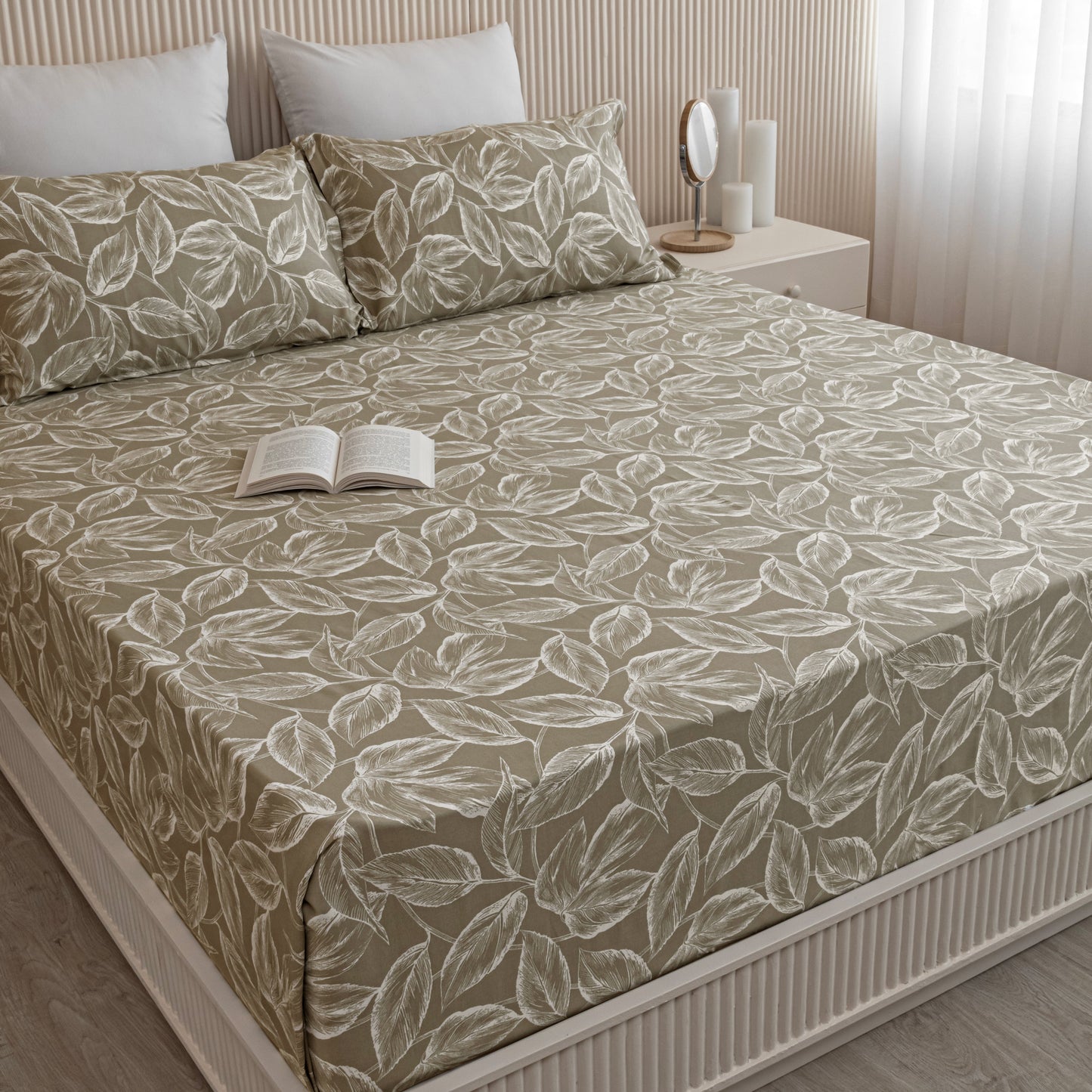 Imprimer Lilac - Leaf Printed Bedsheet (Tana)