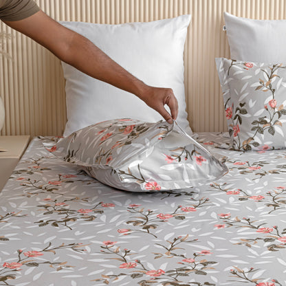 Imprimer floral dove - Fitted Sheet Gainsboro Grey