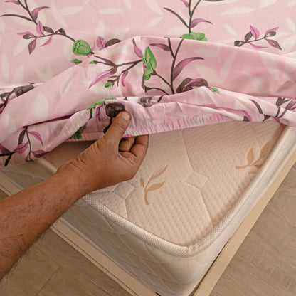 Imprimer floral dove - Fitted Sheet Lavender Pink