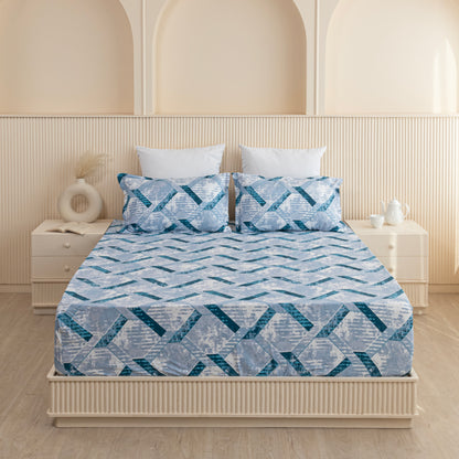Imprimer Ruby ZigZag - Fitted Sheet Sky Blue