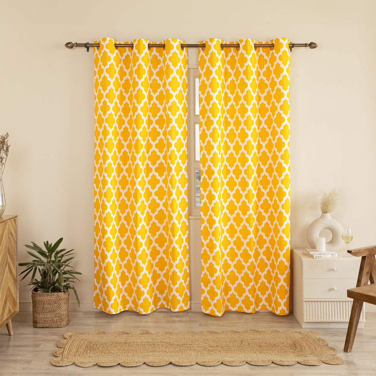 Imprimer Quatrefoil Printed Semi Blackout Curtain
