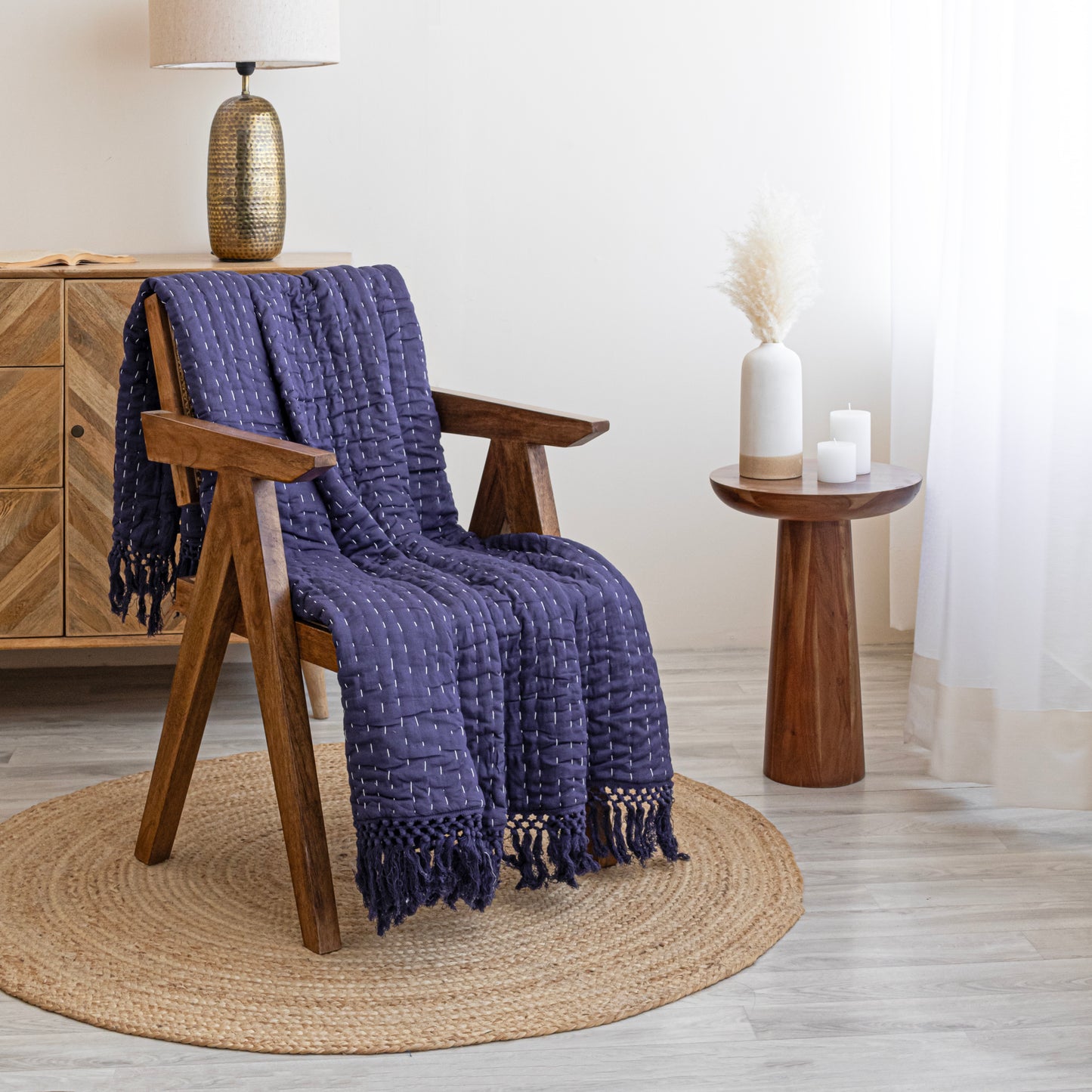 Fort Navy Blue - Kantha Throw