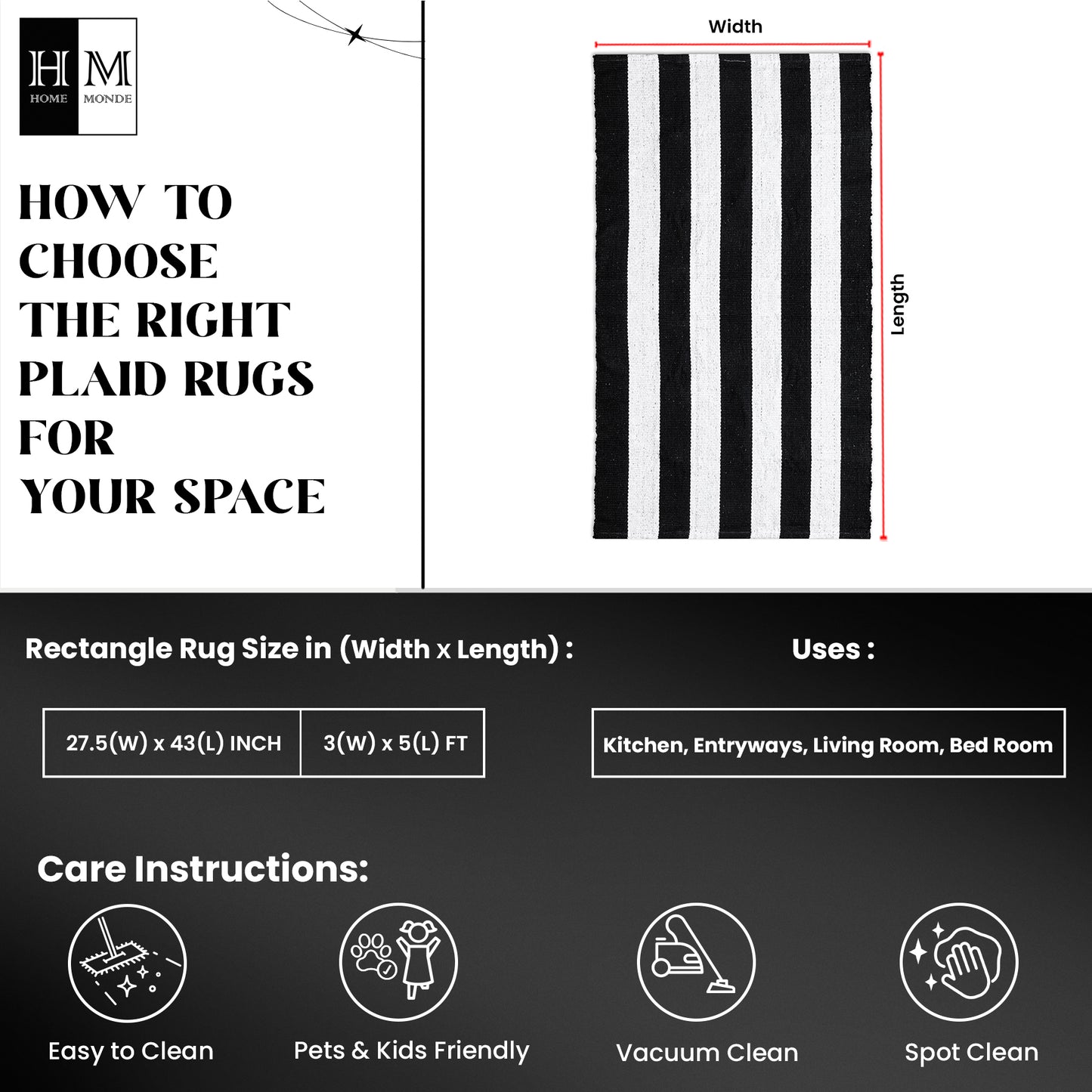 Breton Shadowplay - Plaid Rug (Red & White)