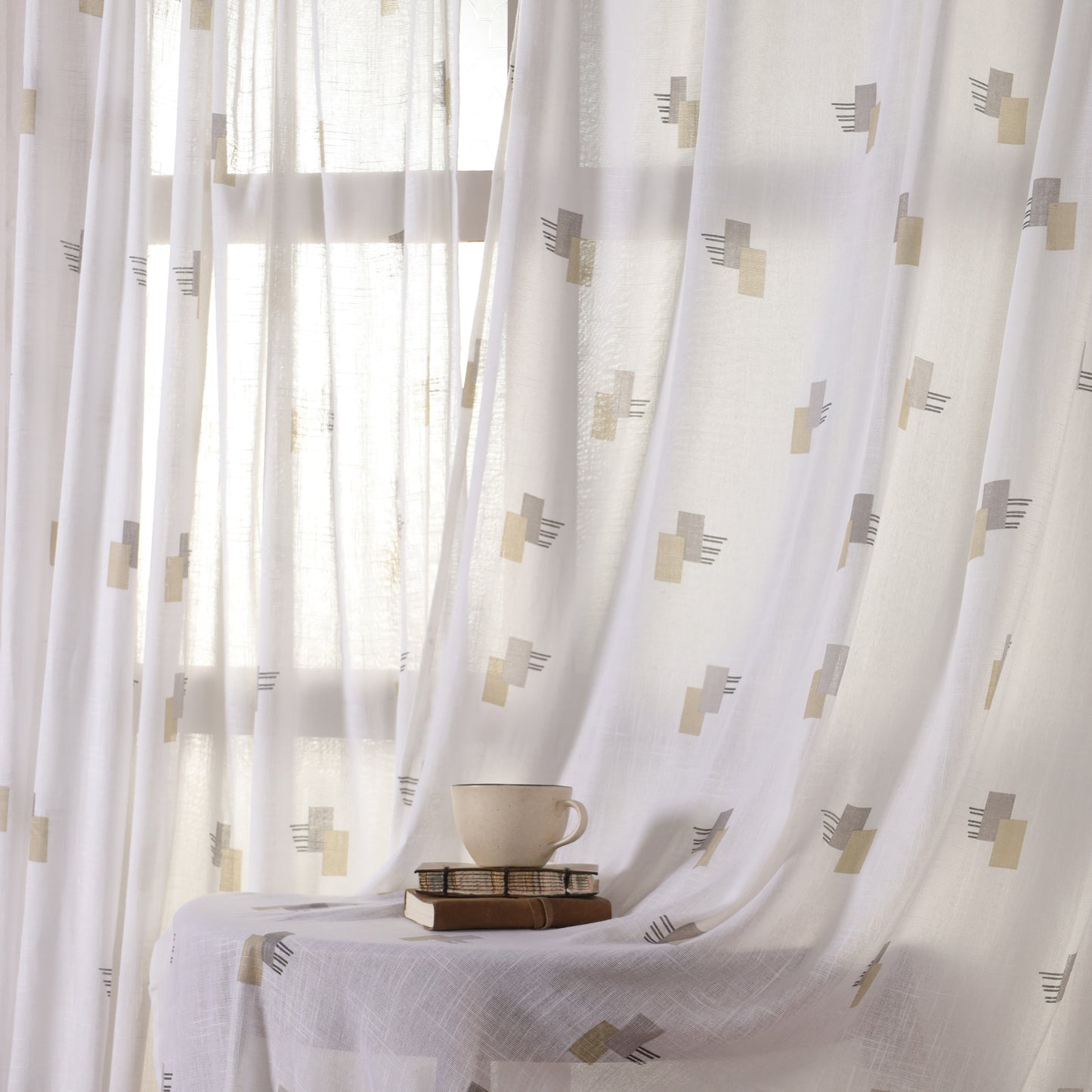 Imprimer Modern Mosaic - Sheer Curtain Rod Pocket