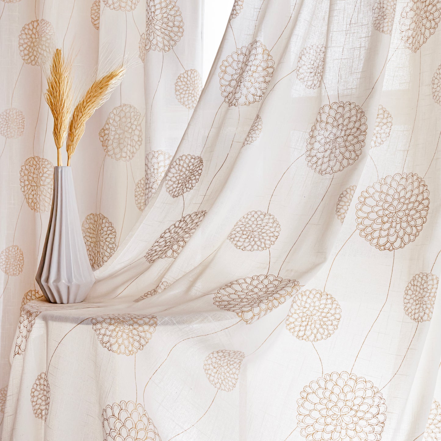 Imprimer Gold Dandelions - Back Tab Curtain
