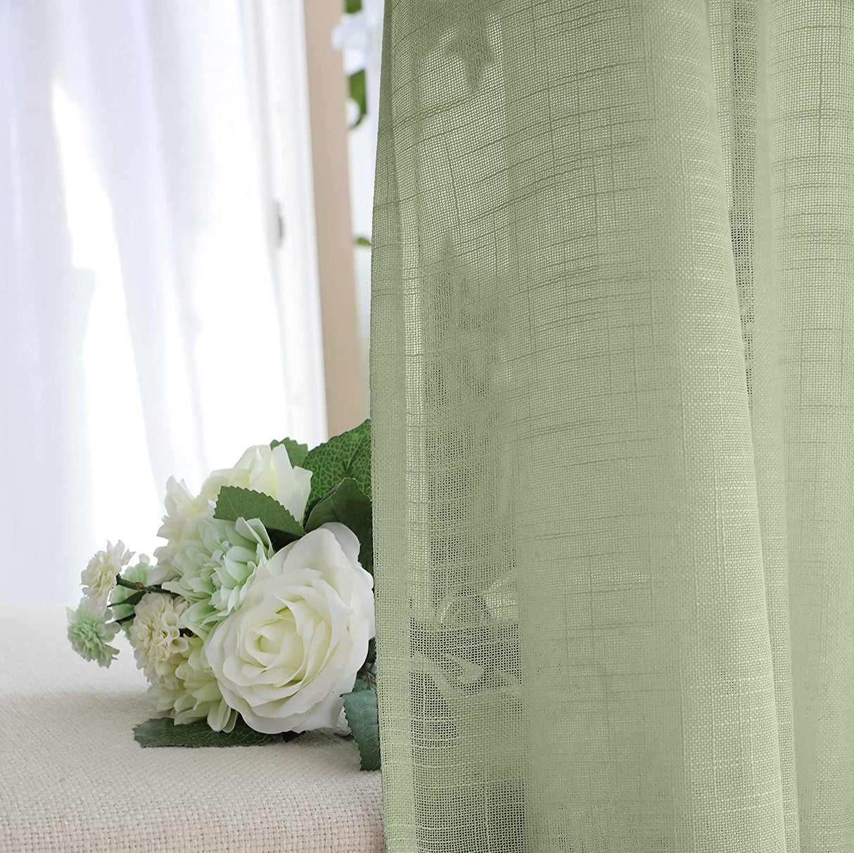Fort Absolute - Mint Green Loop Sheer Curtain