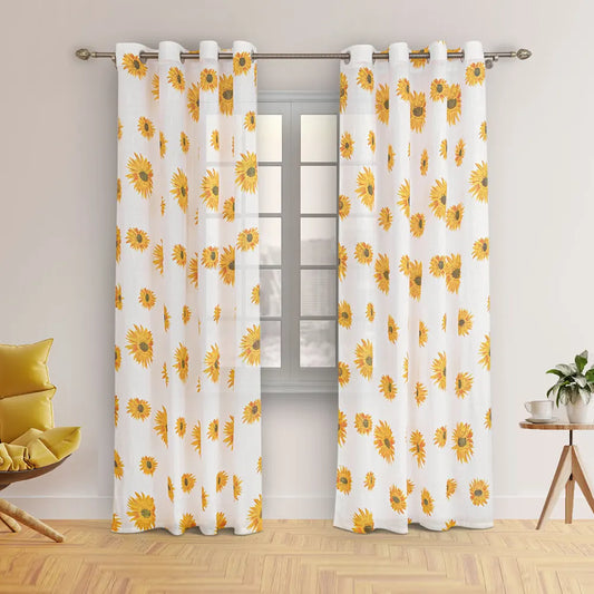 Imprimer Blooming Sunflowers - Eyelet CurtainEyelet