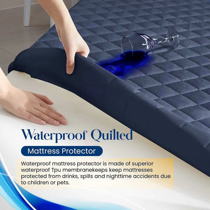Ombre - Pure Shield Quilted Mattress Protector Navy Blue