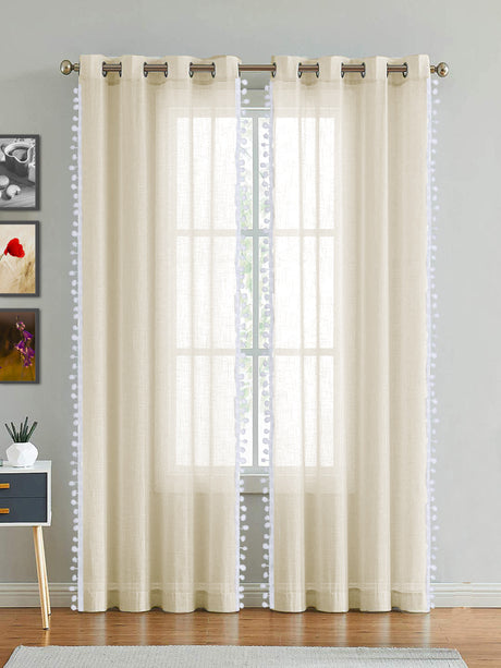 Border Pom Pom Sheer