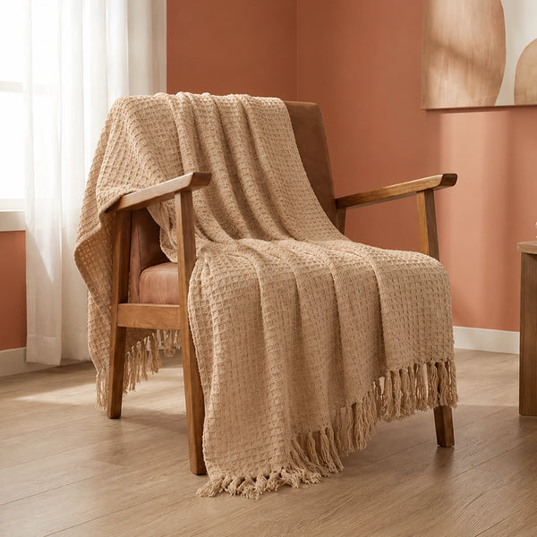 Beige - Waffle Throw
