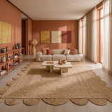 Natural Scalloped Jute Area Rug - Rectangular