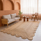 Natural Scalloped Jute Area Rug - Rectangular