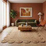 Natural Scalloped Jute Area Rug - Rectangular