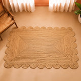 Natural Scalloped Jute Area Rug - Rectangular